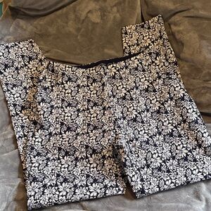 Straight down golf pants. Navy & White floral pattern.